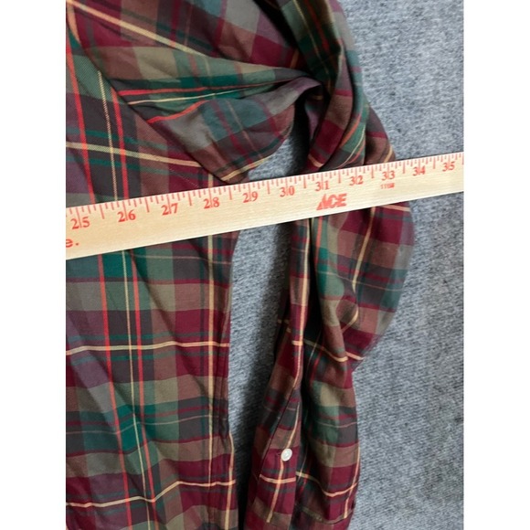 Ralph Lauren Blake Plaid Button Down Shirt Mens XL Burgundy Green Long Sleeve - Picture 4 of 6